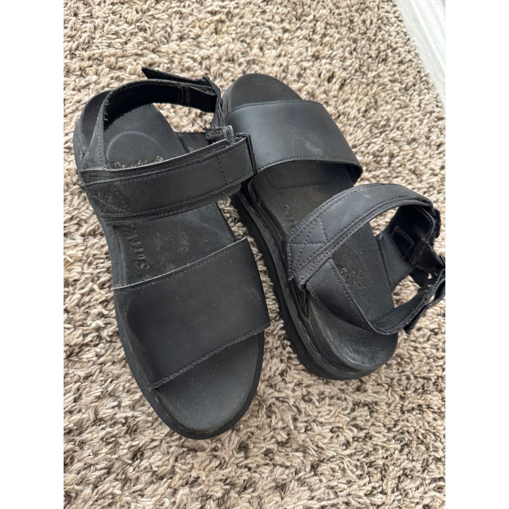 Dr‎ Martens Black Leather Platform Sandals Women Chunky Sole Buckle